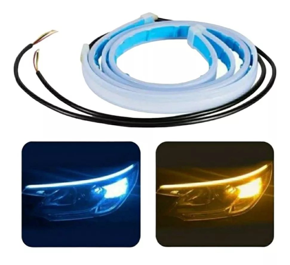 Cinta LED Faros Blanco 💡⚪🟠Tira LED Secuencial Faros: Blanco/Ámbar, 30/45/60cm, 6 Meses 💎